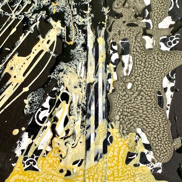 Across - Original Art Mixed Media Collage Painting Framed 12"x15" - Picture 7 of 9